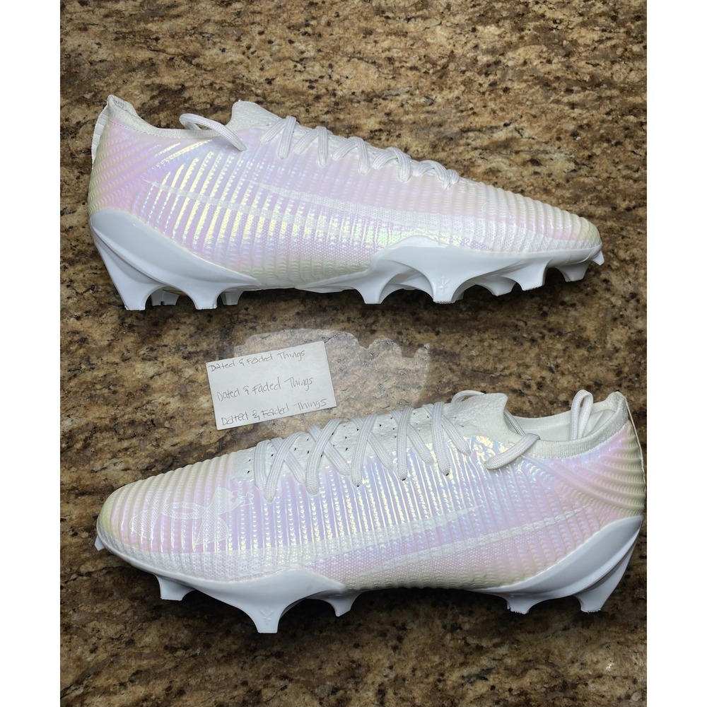 Men Size 15 Under Armour Blur HOVR Pro Football Cleat Triple White 3028220-100